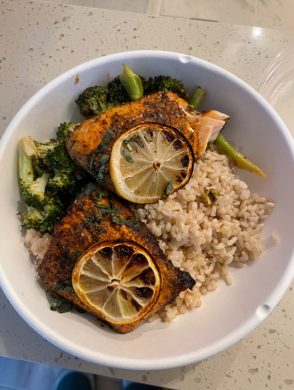Lemon Herb Salmon with Brown Rice and&nbsp;Broccoli