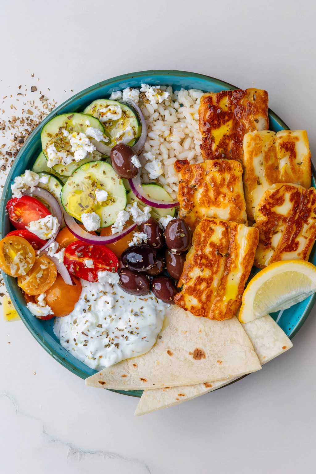 High-Protein Greek Halloumi&nbsp;Bowl