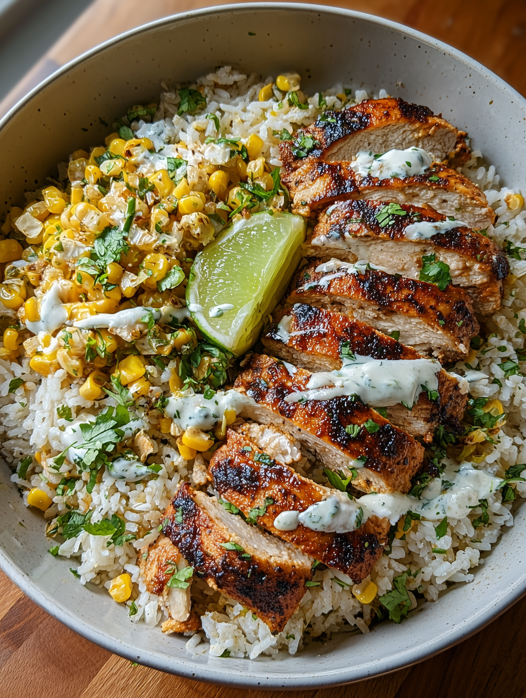 Zesty Street Corn Cilantro Lime Rice Bowl with Grilled&nbsp;Chicken