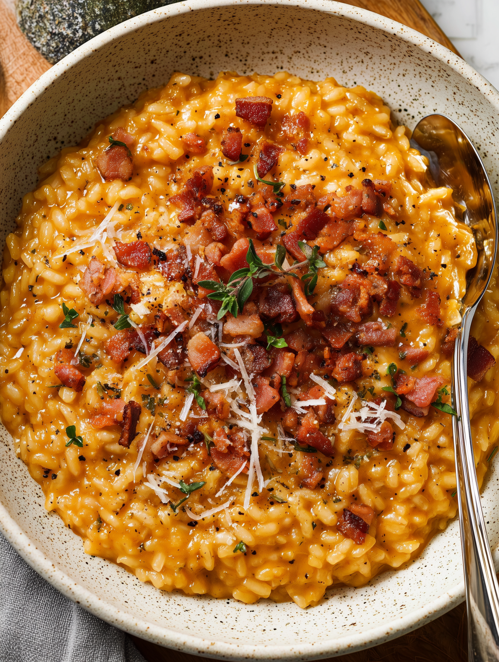 Creamy Pumpkin Rissoto with&nbsp;Bacon