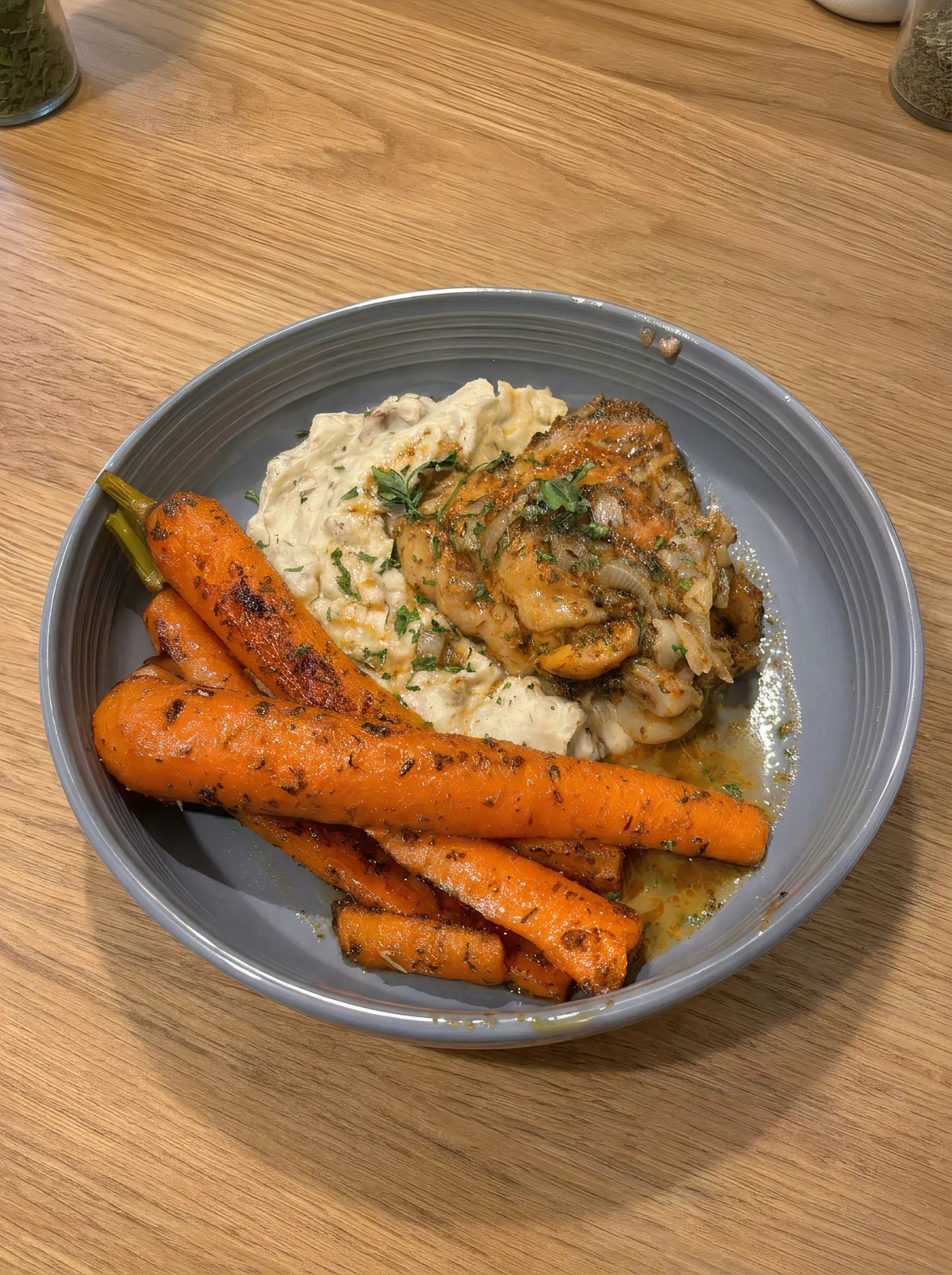 Garlic Herb Chicken with Roasted Carrots & Creamy Mash