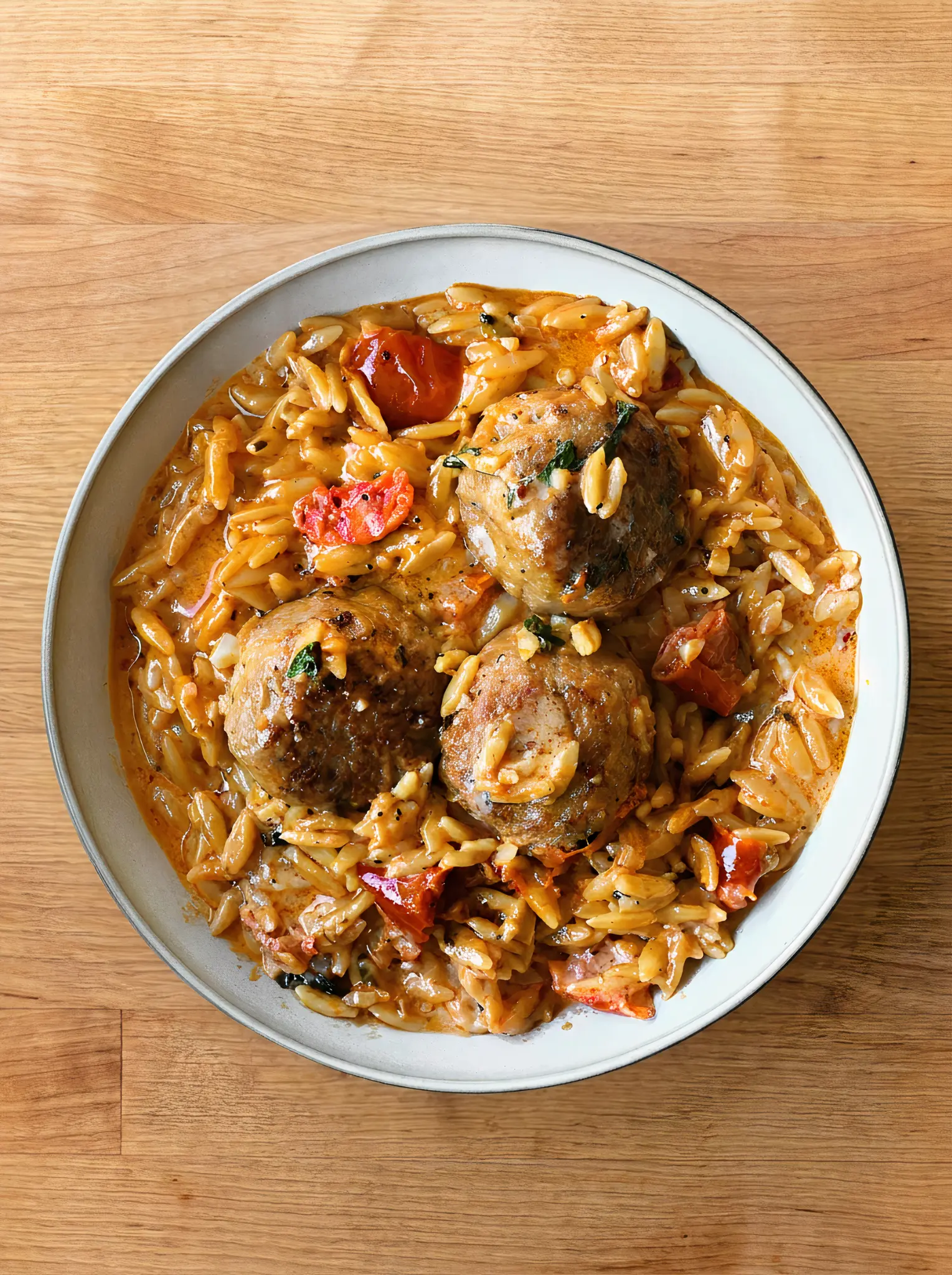 Marry Me Chicken Meatball Orzo
